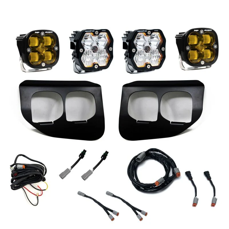 Baja Designs 20-22 Ford Super Duty Squadron 2.0 SAE/Pro Dual Fog Pocket Kit (Driving/Combo) - Amber