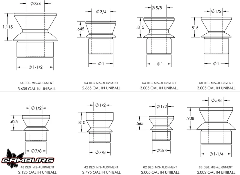 Camburg 7/8in. RHT Heim Kit (FK JMX heim 1/2in. ID spacers 1.50in. thread bung jam nut) - Image 7