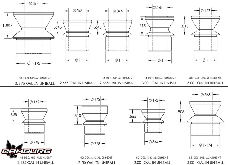 Camburg 7/8in. x 1/2in. Hi-misalignment Spacers (pair) - Image 2