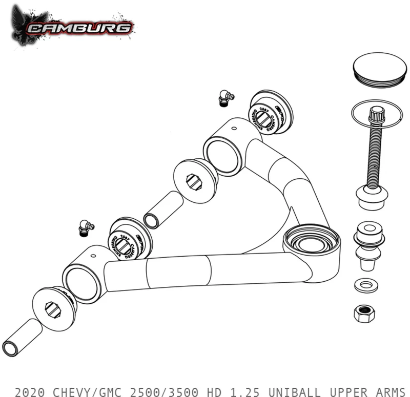 Camburg Chevy/GMC 2500/3500 HD 2WD/4WD 20-23 1.25in Performance Uniball Upper Arms (w/ covers) - Image 3
