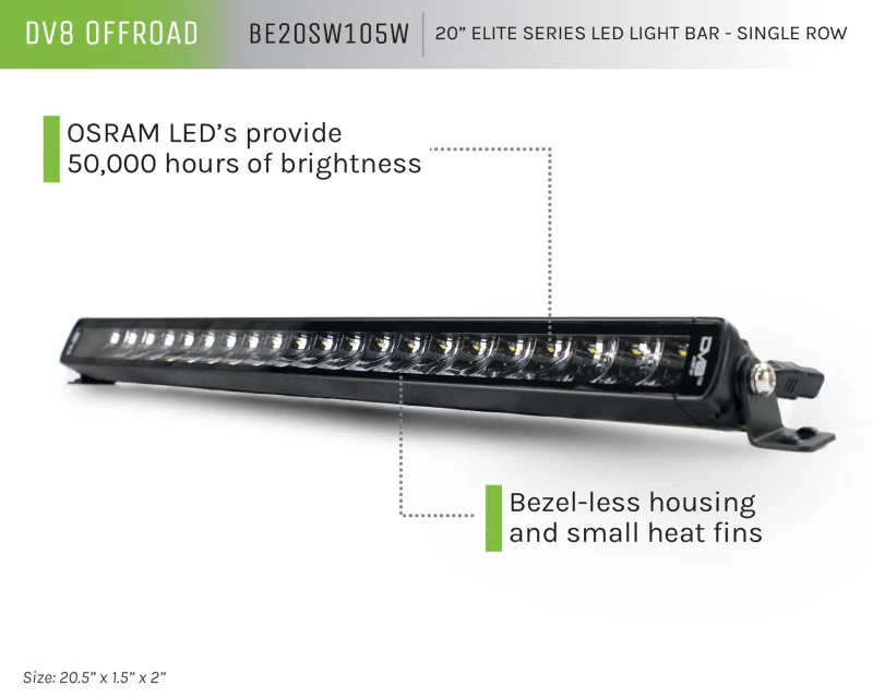 DV8 Offroad 20in Elite Series Light Bar 105W LED - Single Row - Image 9