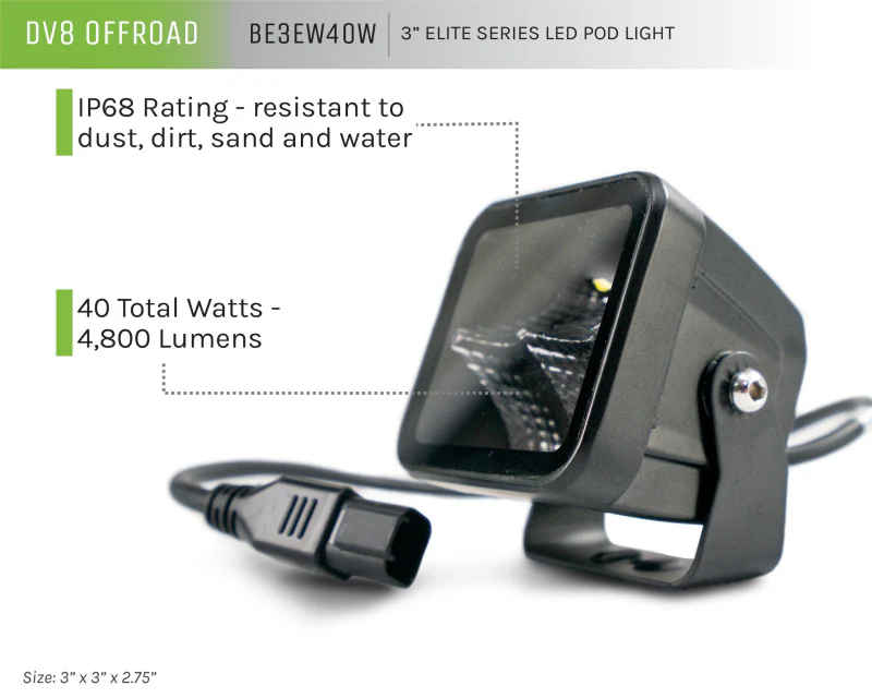 DV8 Offroad 3in Cube LED Light 40W Pod Light 5W LED - Image 20