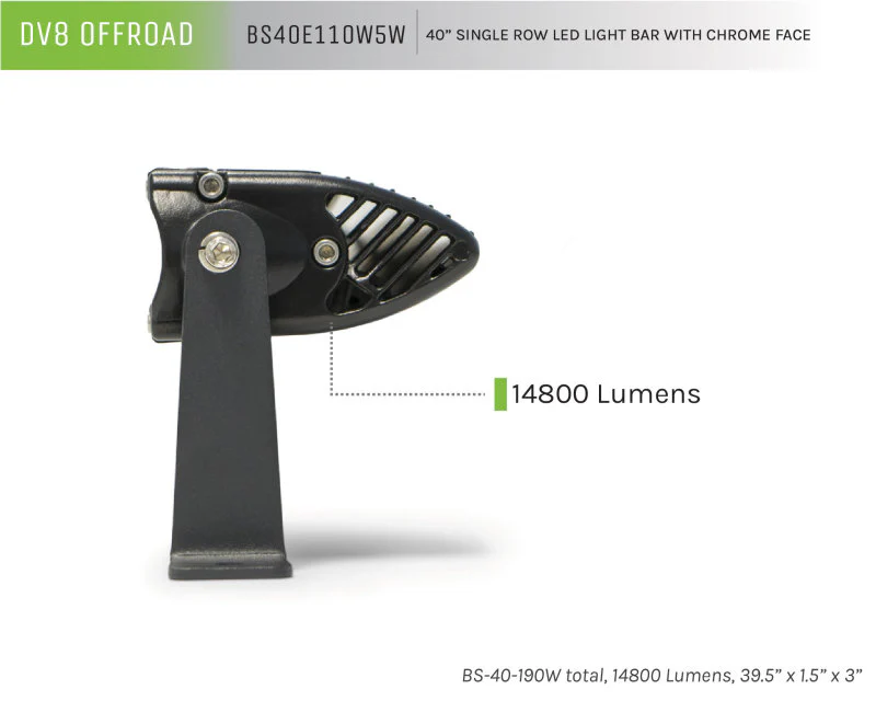 DV8 Offroad 40in Light Bar Slim 190W Spot 5W CREE LED - Black - Image 4