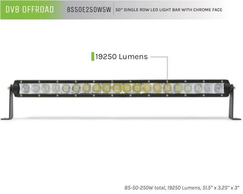 DV8 Offroad 50in Light Bar Slim 250W Spot 5W CREE LED - Black - Image 3