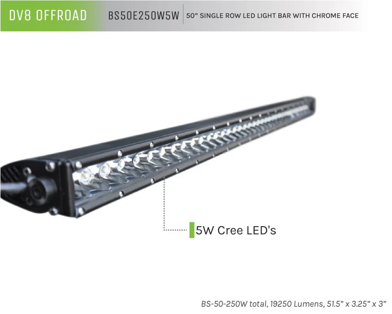DV8 Offroad 50in Light Bar Slim 250W Spot 5W CREE LED - Black - Image 4