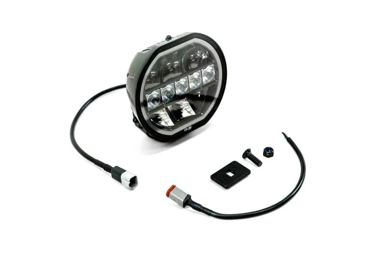 DV8 Offroad 7in Halo Elite Round Light w/ Accent Halo - White/Amber - Image 7