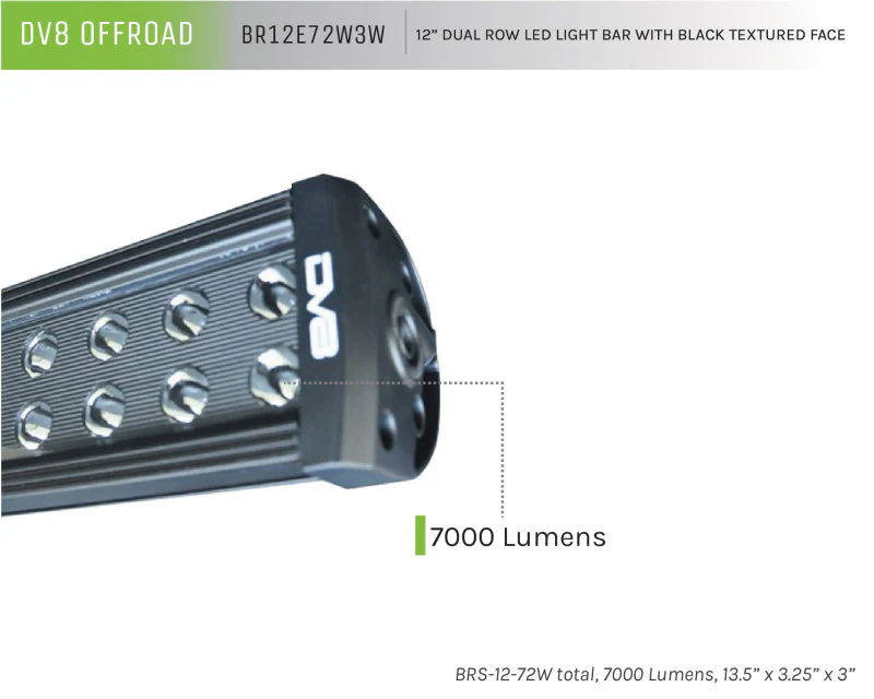 DV8 Offroad BRS Pro Series 12in Light Bar 72W Flood/Spot 3W LED - Black - Image 4
