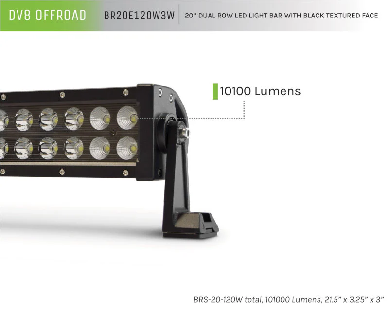 DV8 Offroad BRS Pro Series 20in Light Bar 120W Flood/Spot 3W LED - Black - Image 10