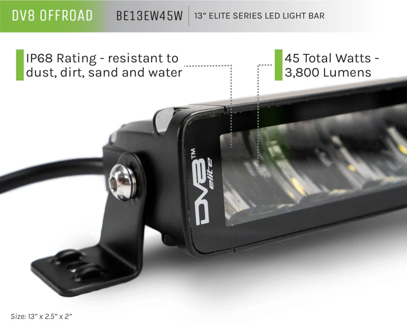 DV8 Offroad Elite Series 13in Light Bar 45W Flood/Spot LED - Image 36