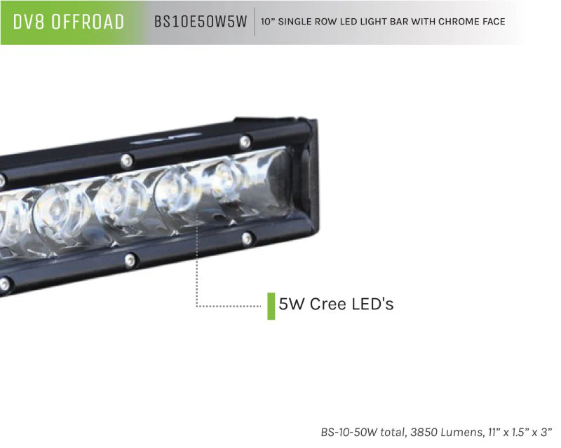 DV8 Offroad SL 8 Slim 10in Light Bar Slim 50W Spot 5W CREE LED - Black - Image 3