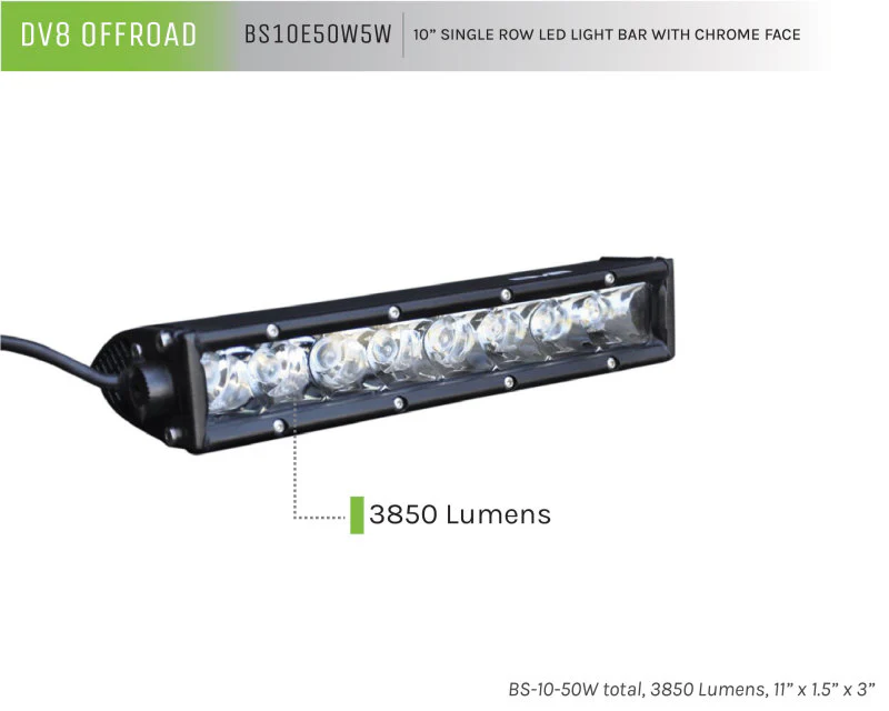 DV8 Offroad SL 8 Slim 10in Light Bar Slim 50W Spot 5W CREE LED - Black - Image 4