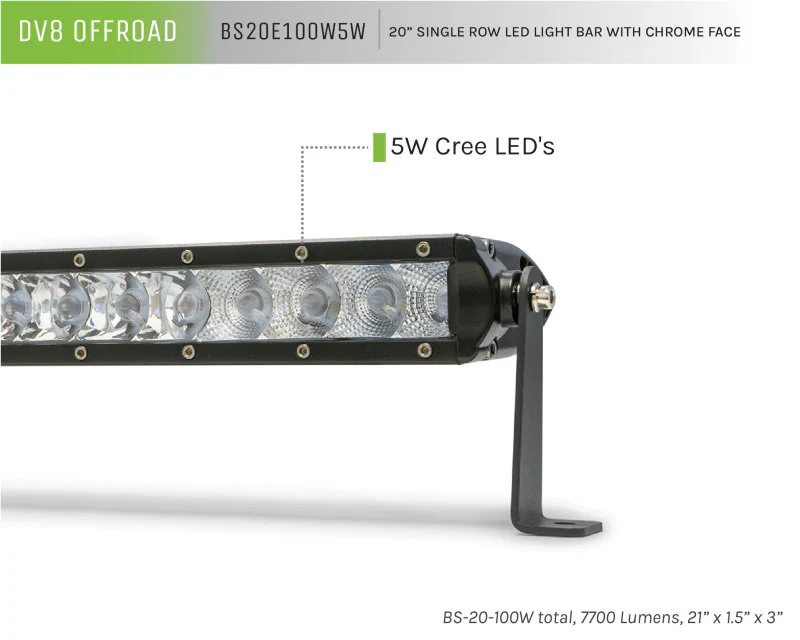 DV8 Offroad SL 8 Slim 20in Light Bar Slim 100W Spot 5W CREE LED - Black - Image 8