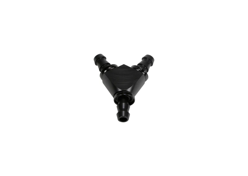 Fleece Performance Universal 3/8in Aluminum Y Barbed Fitting (For -6 Pushlock Hose) - Black Anodized - Image 3