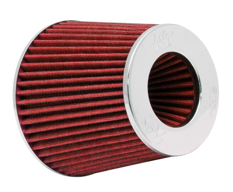 K&N Universal Air Filter Chrome Round Tapered Red - 4in ID x 1.125in L x 5.5in H (Multi Lingual) - Image 2