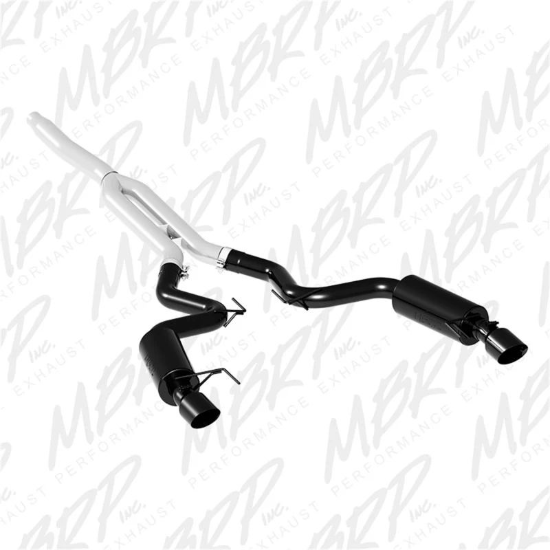 MBRP 15-19 Ford Mustang EcoBoost 2.3L Black 3in Cat Back Dual Split Rear Exit (Race Version) - Image 2