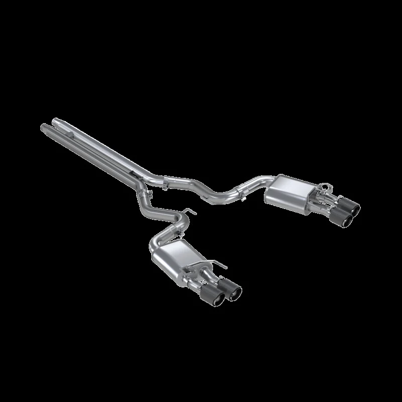 MBRP 18-20 Ford Mustang GT 5.0 w/ Quad Tip Active Exhaust Cat Back Split Rear T304 w/ Carb Fib Tips - Image 2