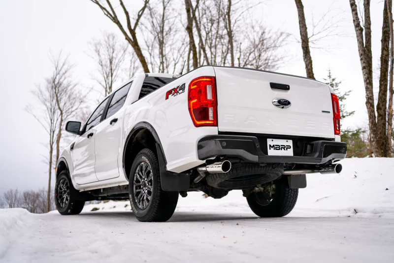MBRP 19-20 Ford Ranger 2.3L 3in Dual Split Rear Outlet 4in OD Tips Black Coated Cat Back Exhaust - Image 4