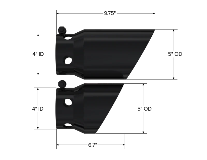 MBRP 2008+ Ford F250/350/450 6.4 L 4 inlet 5 Tip Cover Set - 6.75in and 9.75in Length - Black - Image 3