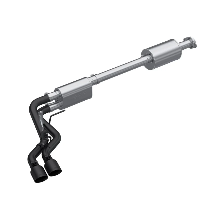 MBRP 2021+ Ford F150 Black Coated Dual Pre-Axle (Street Profile) 2.5in OD Tips 3in Cat Back Exhaust - Image 2