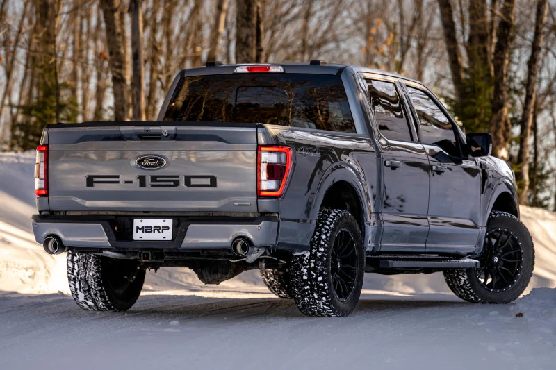 MBRP 22-23 Ford F150 T304 5in OD Black Tip Dual Rear Exit 3in Black Coated Cat Back Exhaust - Image 2