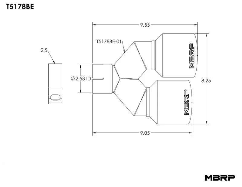 MBRP Burnt End Tip 2.5 ID Dual 4 OD Out 9.5 length Single wall 304 Stainless Steel Driver Side - Image 7