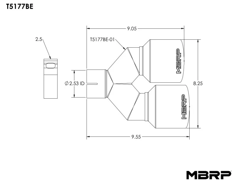 MBRP Burnt End Tip 2.5 ID Dual 4 OD Out 9.55 length Single wall 304 Stainless Steel Pass Side - Image 7