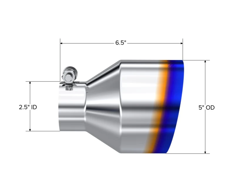MBRP Univ. T304 Stainless Steel Burnt End Tip 2.5in ID / 5in OD / 6.5in Length Angle Cut Single Wall - Image 4