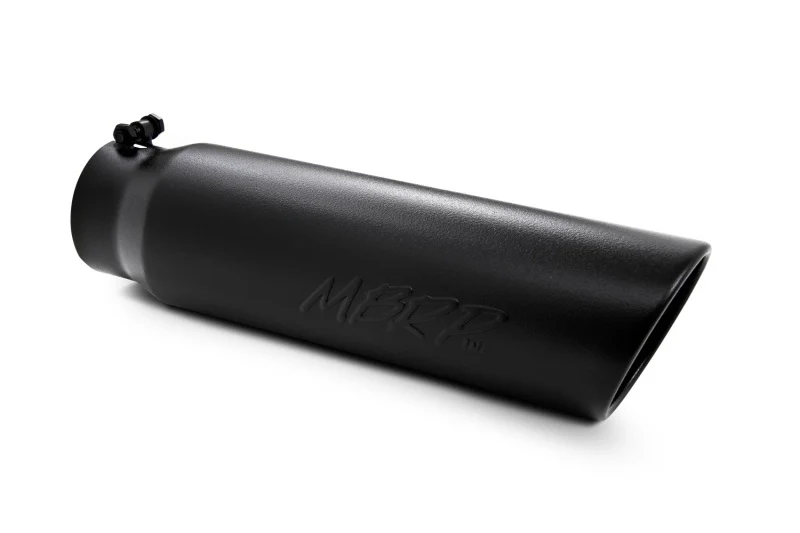 MBRP Universal 5in OD Angled Rolled End 4in Inlet 18in Length Black Finish Exhaust Tip - Image 2