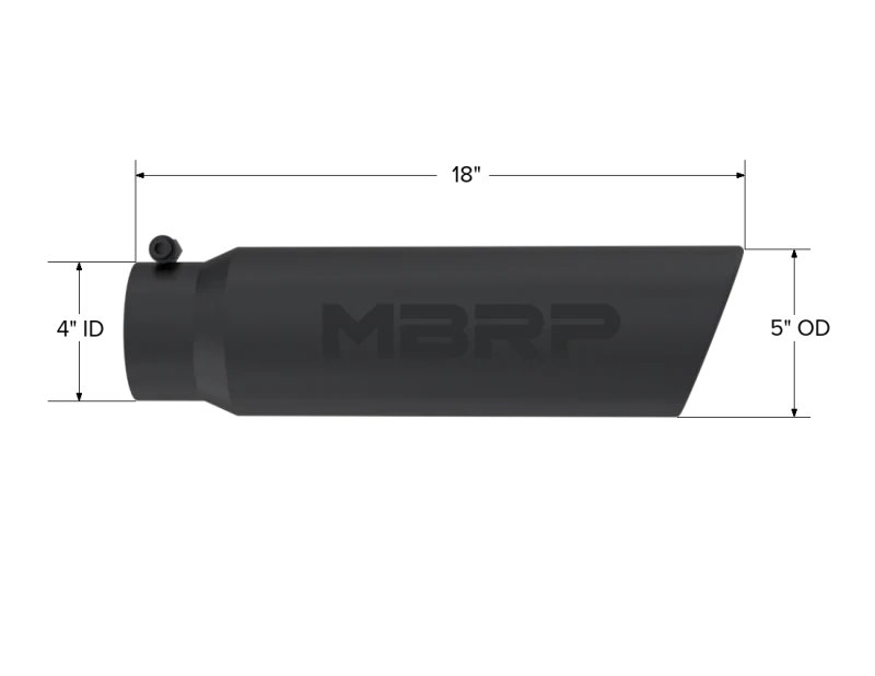 MBRP Universal 5in OD Angled Rolled End 4in Inlet 18in Length Black Finish Exhaust Tip - Image 3