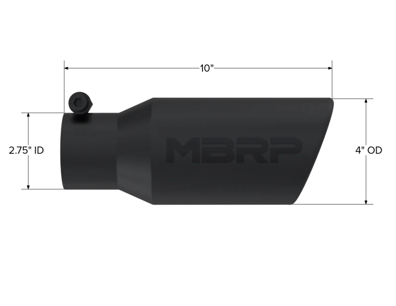MBRP Universal Angled Rolled End Tip 4in OD / 2-3/4in Inlet / 10in Length - Black - Image 3