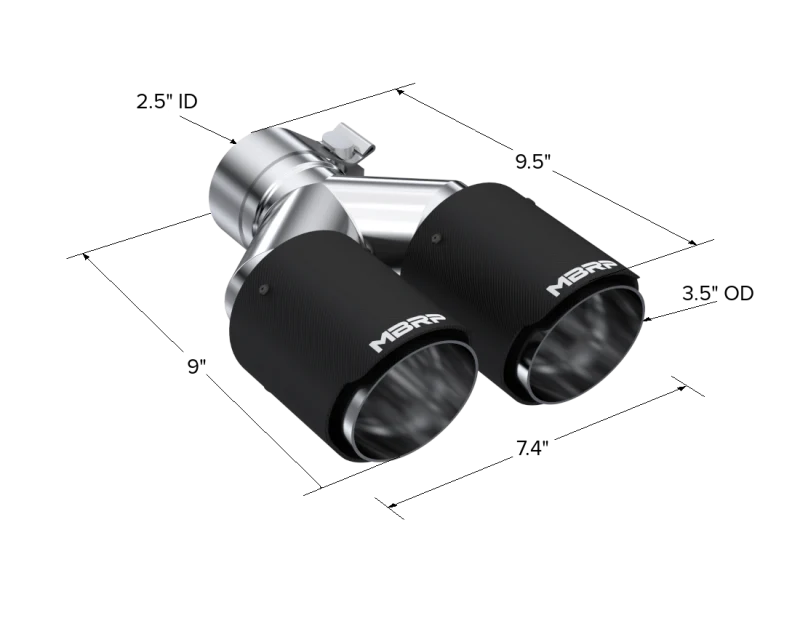 MBRP Universal Carbon Fiber Dual Tip 3.5in OD/2.5in Inlet - Image 2