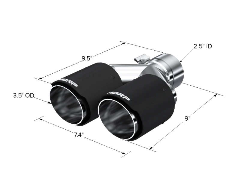 MBRP Universal Carbon Fiber Dual Tip 3.5in OD/2.5in Inlet - Image 2