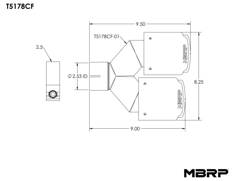 MBRP Universal Carbon Fiber Dual Tip 4in OD/2.5in Inlet - Image 5