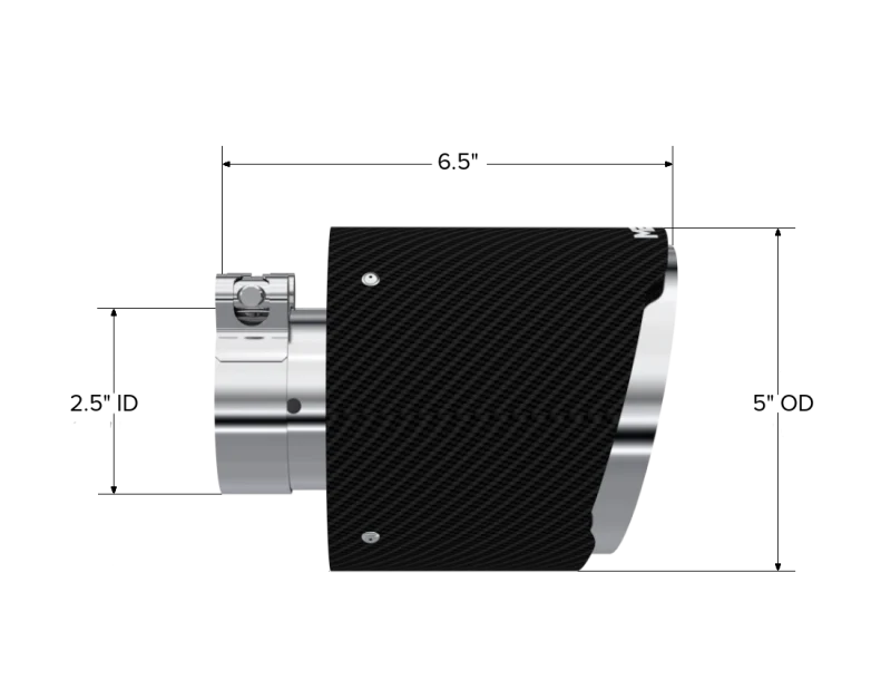 MBRP Universal Carbon Fiber Tip 2.5in ID / 5in OD Out / 6.5in Length Angle Cut Dual Wall - Image 3