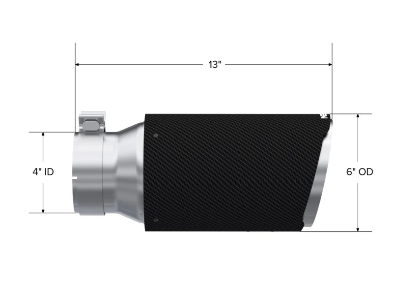 MBRP Universal Carbon Fiber Tip 6in OD/4in Inlet/12in L - Angle Cut Tip - Image 2