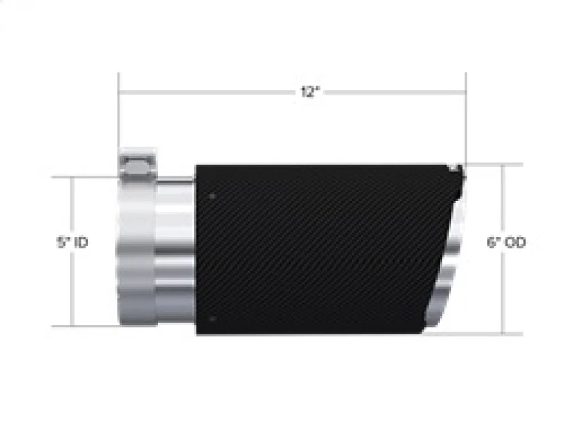 MBRP Universal Carbon Fiber Tip 6in OD/5in Inlet/12in L - Angle Cut Tip - Image 2