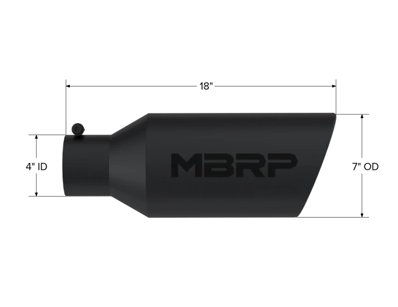 MBRP Universal Exhaust Tip 7in O.D. Rolled End 4in Inlet 18in Length - Black - Image 3