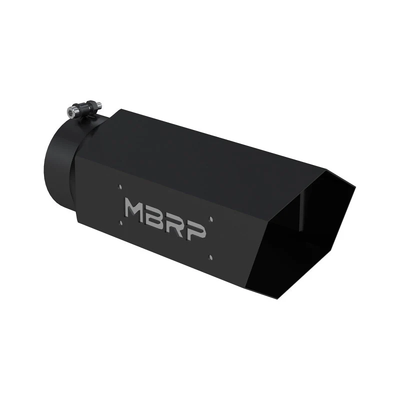 MBRP Universal Hex Tip 5in Inlet 16in Length w/ Logo - Black Coated - Image 2