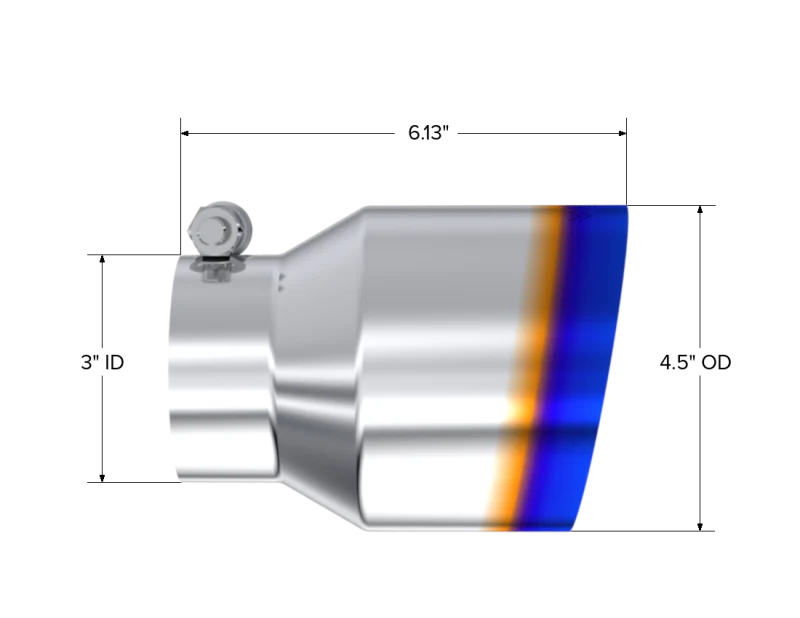 MBRP Universal Stainless Steel Dual Wall Tip 4.5in OD/3in Inlet/6.13in L - Image 2