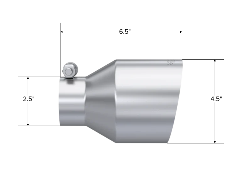 MBRP Universal Stainless Steel Tip 2.5in ID / 4.5in OD Out / 6.5in Length Angle Cut Single Wall - Image 2