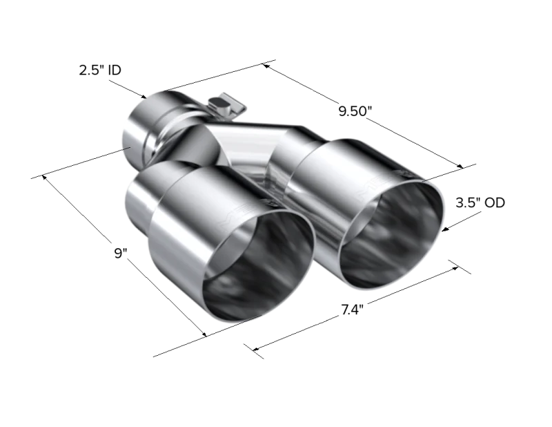 MBRP Universal T304 SS Dual Tip 3.5in OD/2.5in Inlet - Image 3