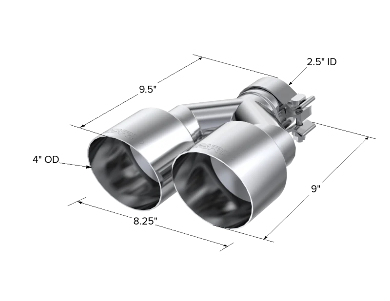 MBRP Universal T304 SS Dual Tip 4in OD/2.5in Inlet - Image 3