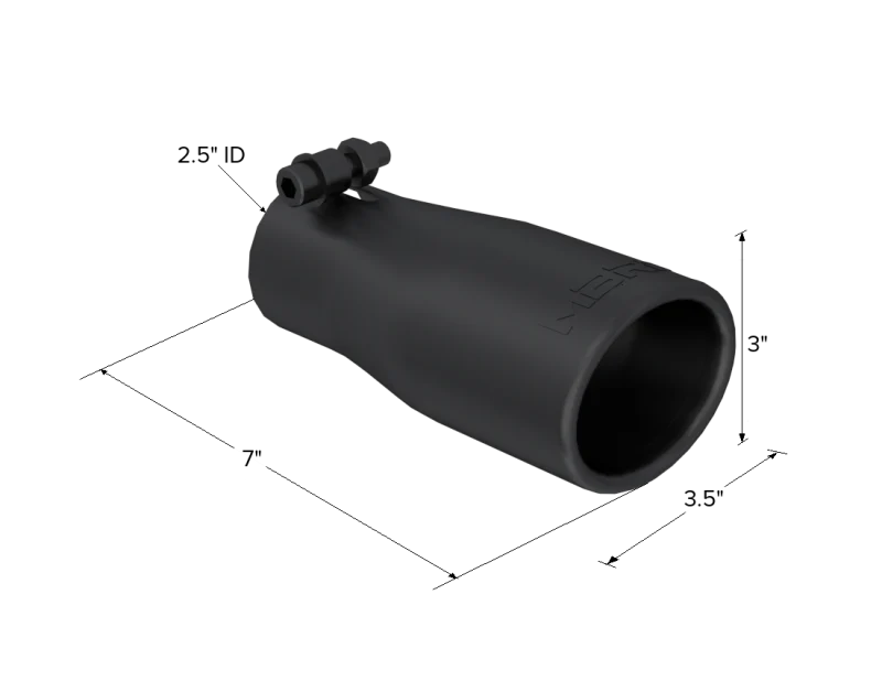MBRP Universal Tip 2.5 O.D. Oval End 3.75 Inlet 10in length - Black Finish - Image 3