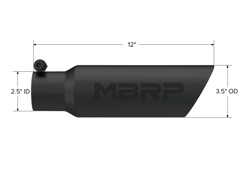 MBRP Universal Tip 3.5 O.D. Dual Wall Angled 2.5 inlet 12 length - Black Finish - Image 3