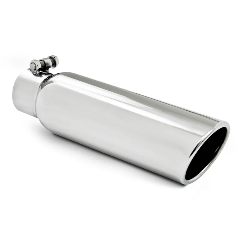 MBRP Universal Tip 3.5in OD 2.5in Inlet 12in L Angled Cut Rolled End Clampless No-Weld T304 - Image 2