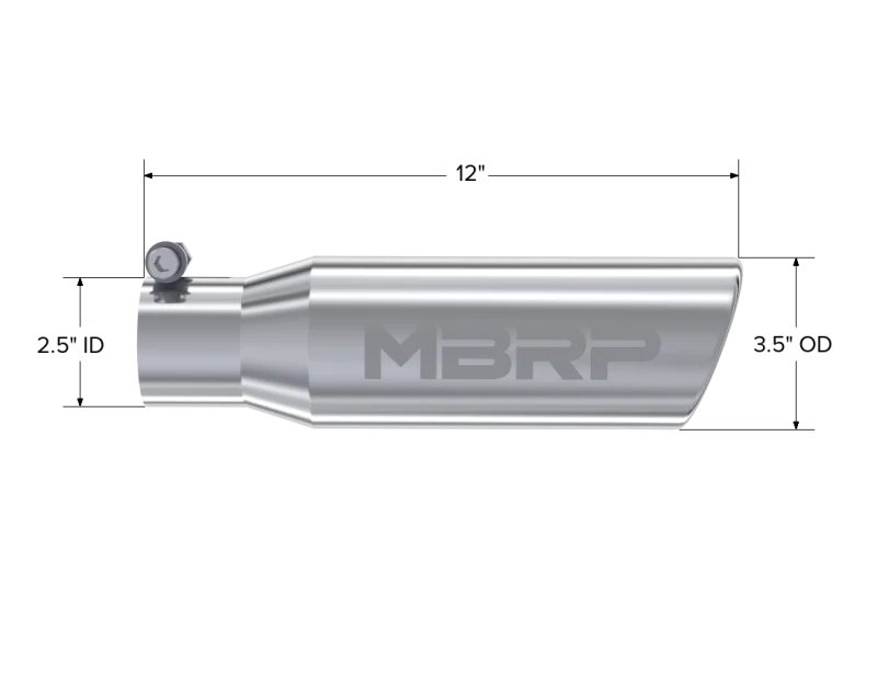 MBRP Universal Tip 3in O.D. Angled Rolled End 2 inlet 10 length - Image 3
