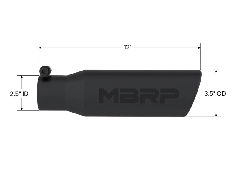 MBRP Universal Tip 3in O.D. Angled Rolled End 2 inlet 12 length - Black Finish - Image 3