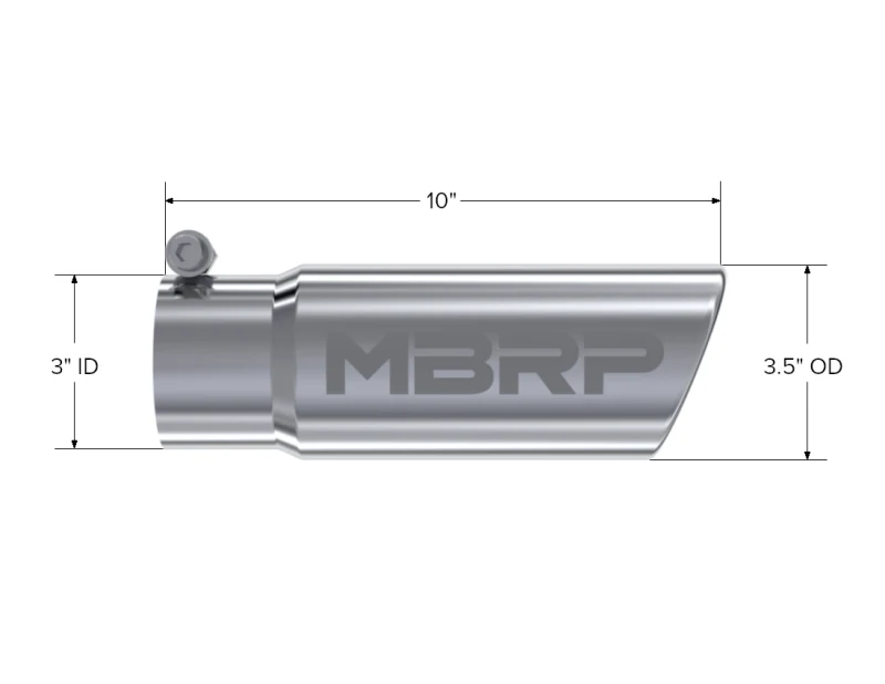 MBRP Universal Tip 3in O.D. Angled Rolled End 3 inlet 10 length - Image 3