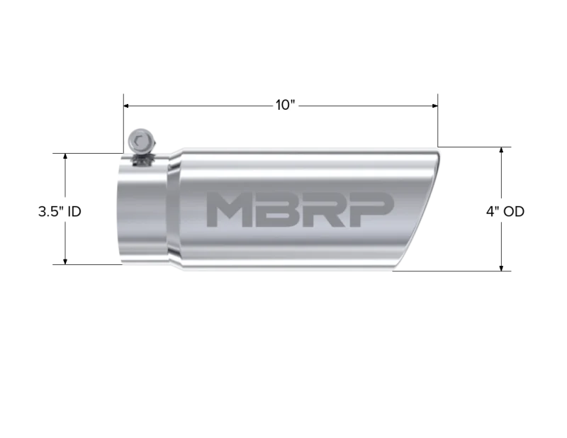 MBRP Universal Tip 4in O.D. Angled Rolled End 3 inlet 10 length - Image 3
