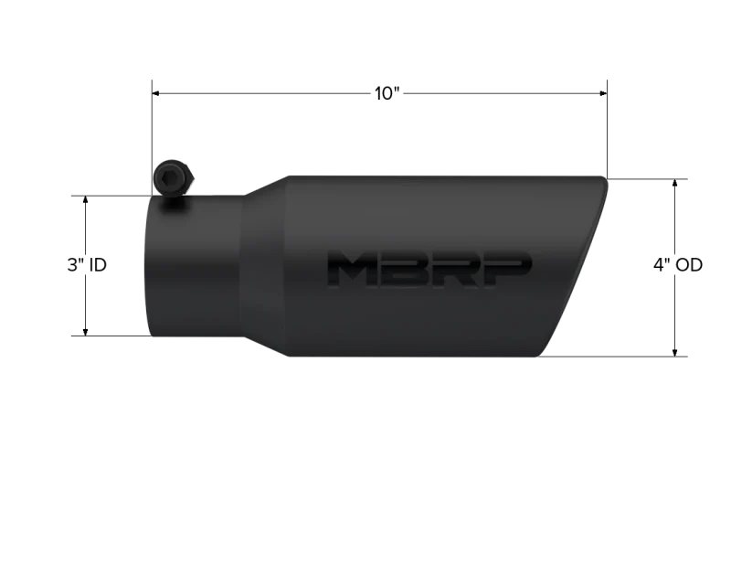 MBRP Universal Tip 4in OD 3in Inlet 10in Length Angled Rolled End Black - Image 3